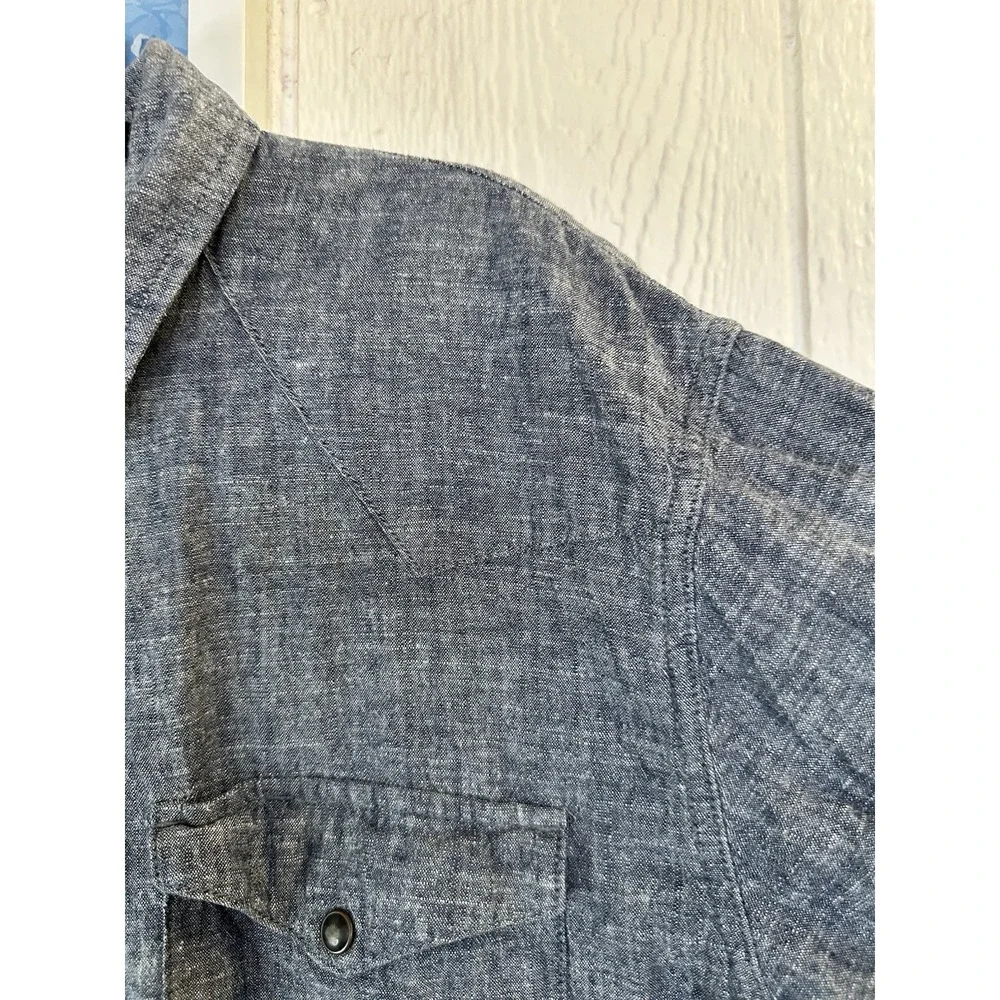 Patagonia Men's Large Blue Collared Full Button Front Pockets HEMP/COTTON Top - Picture 6 of 11